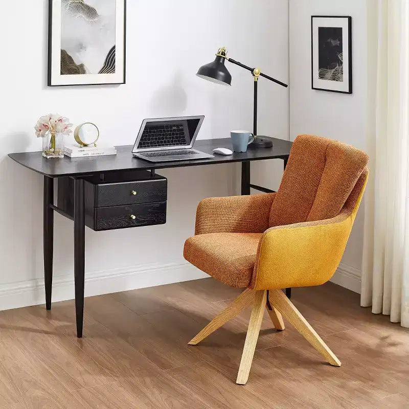 Art Leon Fabric Upholstered Swivel Home Office Desk Chair
