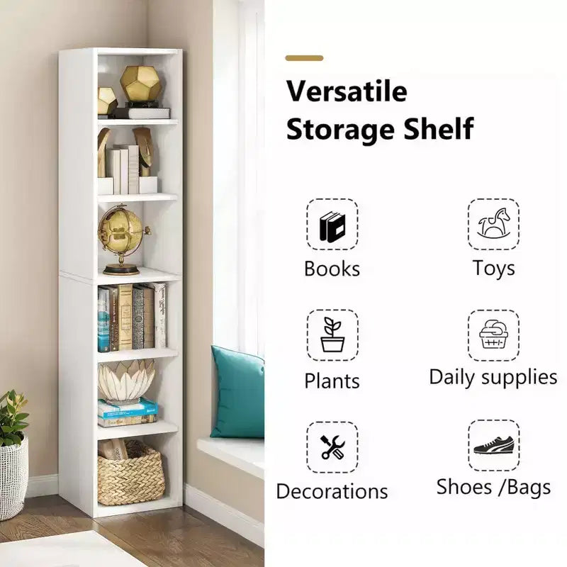MAYEERTY 6-Tier Open Cube Bookshelf Ample Storage for Books Plants Decor