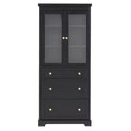 70.1H Modern Freestanding Bathroom Cabinet with 3 Drawers & Adjustable Shelves, Soft Close Glass Doors, for Multi-Room Storage - ModernLuxe