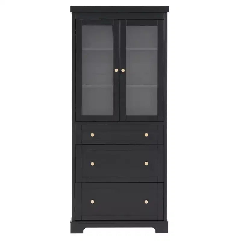 70.1H Modern Freestanding Bathroom Cabinet with 3 Drawers & Adjustable Shelves, Soft Close Glass Doors, for Multi-Room Storage - ModernLuxe