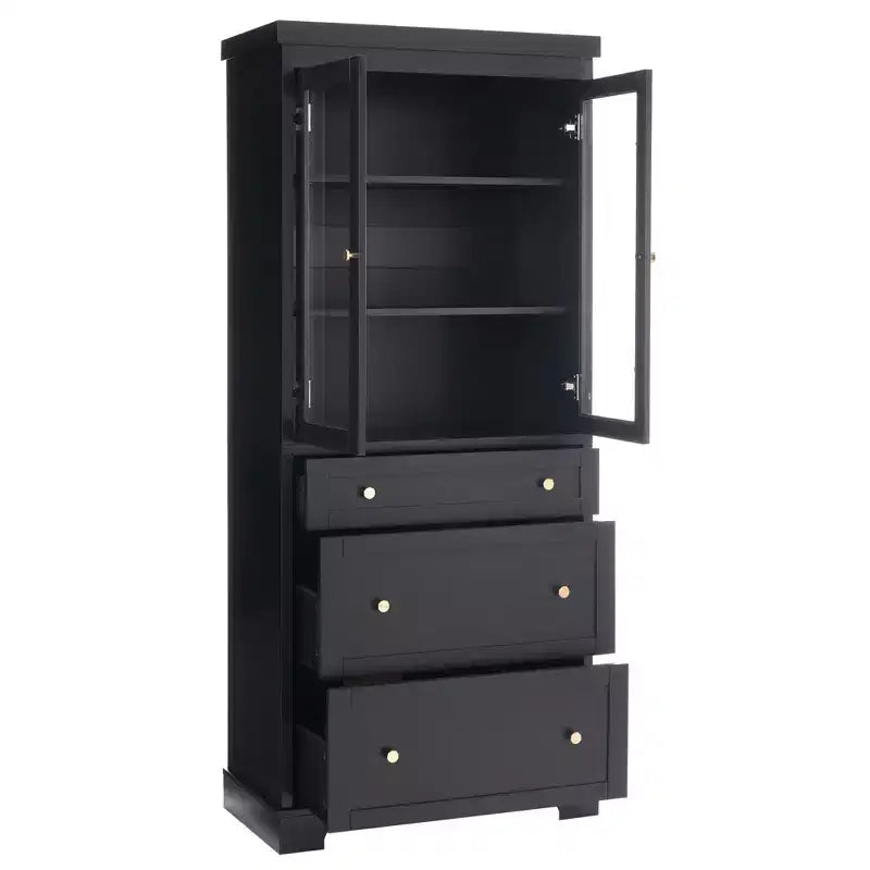 70.1H Modern Freestanding Bathroom Cabinet with 3 Drawers & Adjustable Shelves, Soft Close Glass Doors, for Multi-Room Storage - ModernLuxe