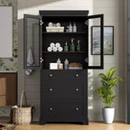70.1H Modern Freestanding Bathroom Cabinet with 3 Drawers & Adjustable Shelves, Soft Close Glass Doors, for Multi-Room Storage - ModernLuxe