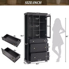 70.1H Modern Freestanding Bathroom Cabinet with 3 Drawers & Adjustable Shelves, Soft Close Glass Doors, for Multi-Room Storage - ModernLuxe