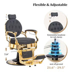 Karl Home Vintage Black With Gold Frame Heavy Duty Hydraulic Recline Barber Chair