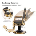 Karl Home Vintage Black With Gold Frame Heavy Duty Hydraulic Recline Barber Chair