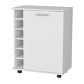 HomeRoots White Rolling Bar Cart With Wine Storage