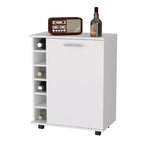 HomeRoots White Rolling Bar Cart With Wine Storage