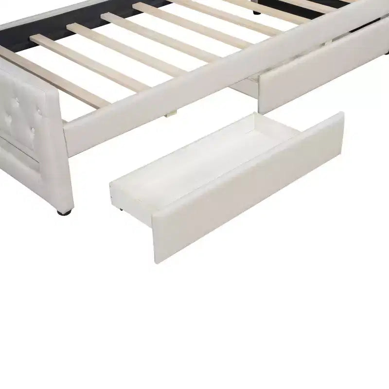 Whisen Upholstered Twin XL Size Daybed with LED Belt and 2 Drawers