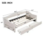 Whisen Upholstered Twin XL Size Daybed with LED Belt and 2 Drawers