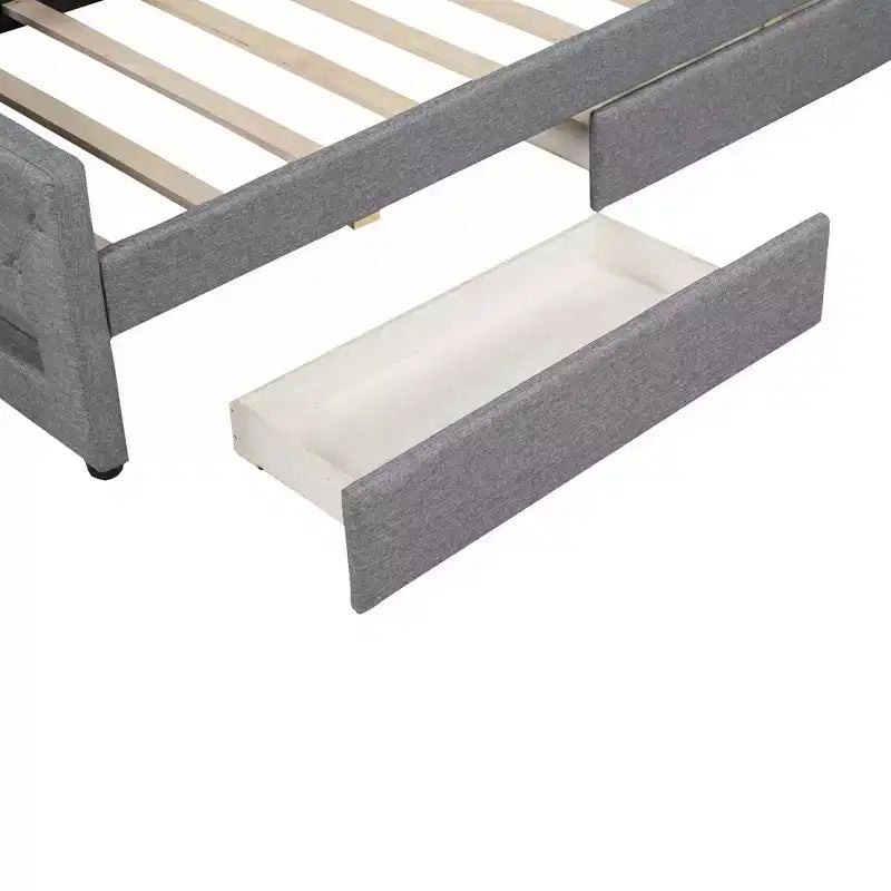Whisen Upholstered Twin XL Size Daybed with LED Belt and 2 Drawers
