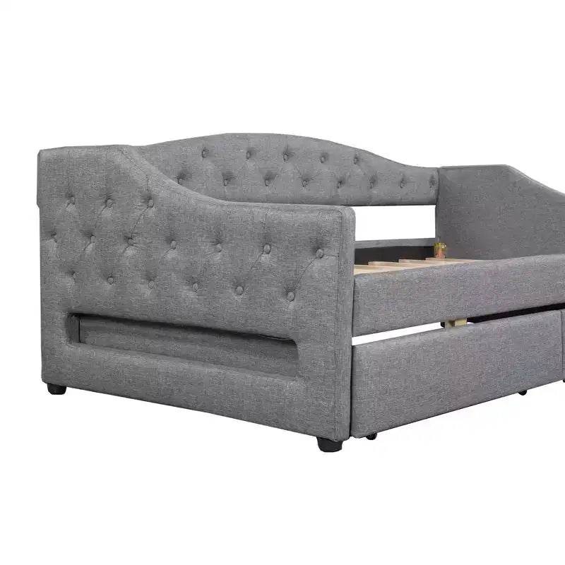 Whisen Upholstered Twin XL Size Daybed with LED Belt and 2 Drawers