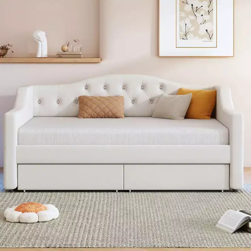 Whisen Upholstered Twin XL Size Daybed with LED Belt and 2 Drawers