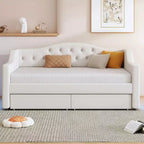 Whisen Upholstered Twin XL Size Daybed with LED Belt and 2 Drawers