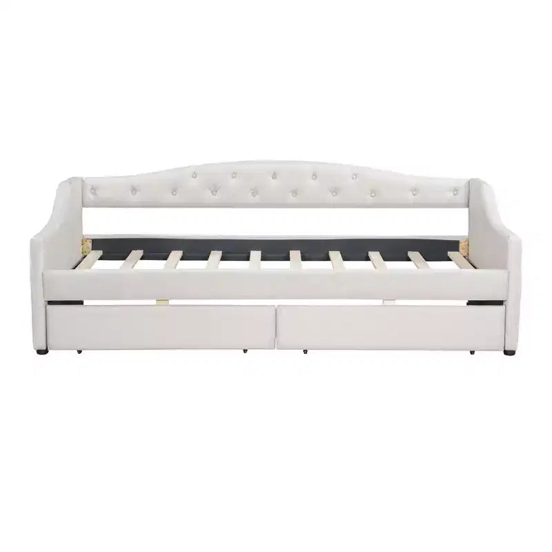 Whisen Upholstered Twin XL Size Daybed with LED Belt and 2 Drawers