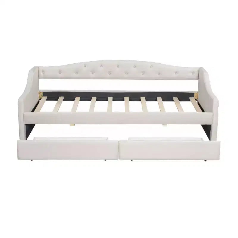 Whisen Upholstered Twin XL Size Daybed with LED Belt and 2 Drawers