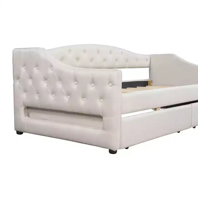 Whisen Upholstered Twin XL Size Daybed with LED Belt and 2 Drawers