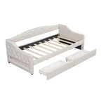 Whisen Upholstered Twin XL Size Daybed with LED Belt and 2 Drawers