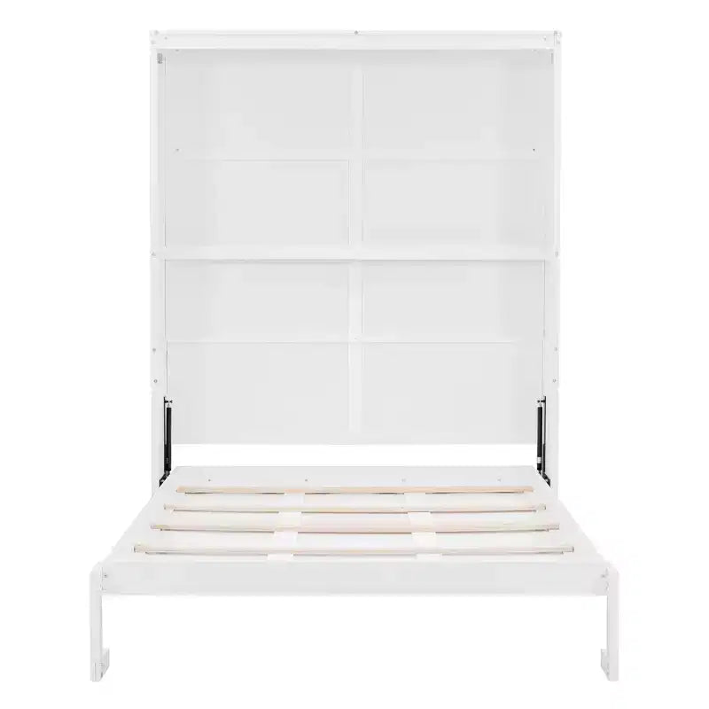 CLIHOME Queen Size Murphy Bed Space-Saving Wall Bed With Shelves
