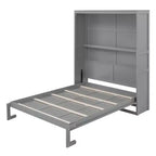 CLIHOME Queen Size Murphy Bed Space-Saving Wall Bed With Shelves