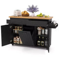 Costway Rolling Kitchen Island Kitchen Cart with Tilt-out Trash Cabinet Island Table White/Black