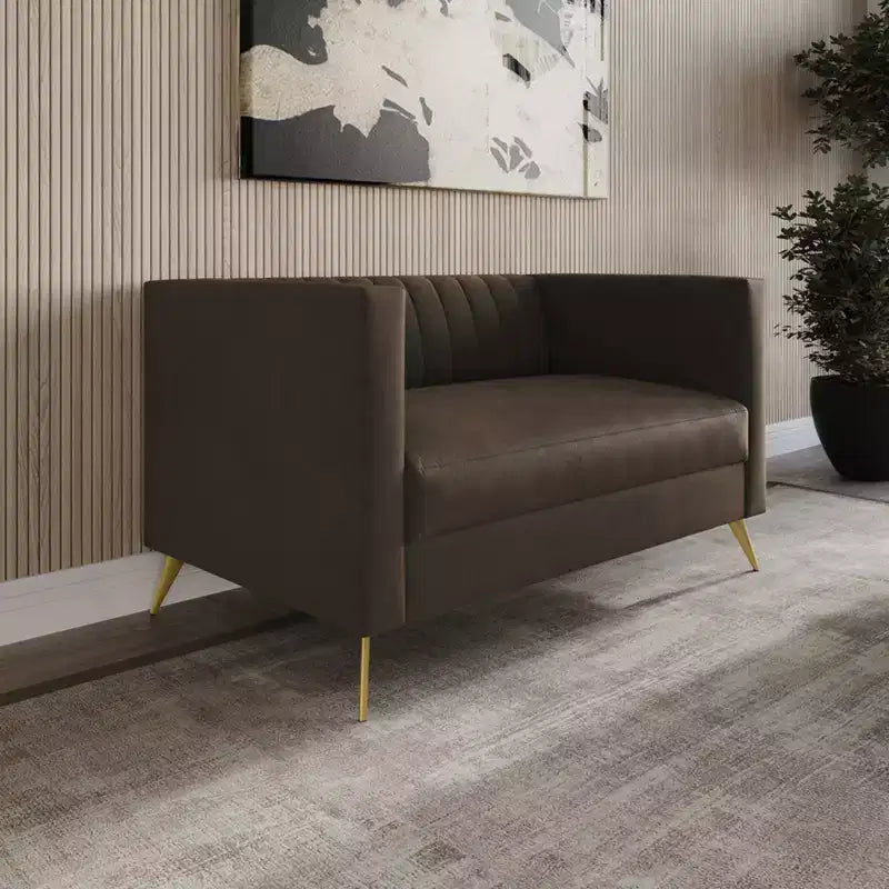 Divanetto in velluto Weiss Home Design con braccioli quadrati