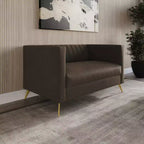 Divanetto in velluto Weiss Home Design con braccioli quadrati