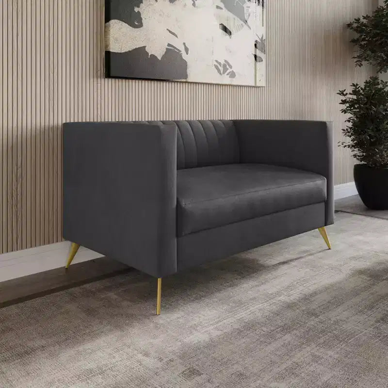 Divanetto in velluto Weiss Home Design con braccioli quadrati
