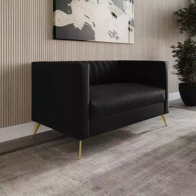 Divanetto in velluto Weiss Home Design con braccioli quadrati