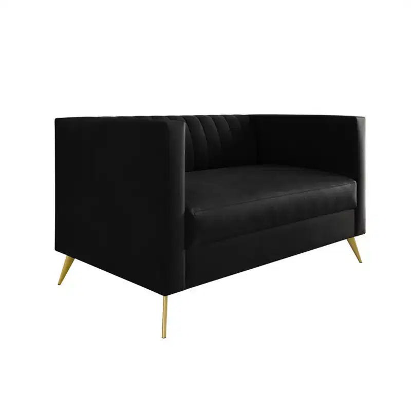 Home Design Weiss Velvet Square Arm Loveseat
