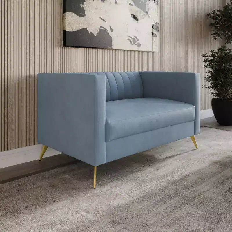 Divanetto in velluto Weiss Home Design con braccioli quadrati