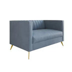 Divanetto in velluto Weiss Home Design con braccioli quadrati