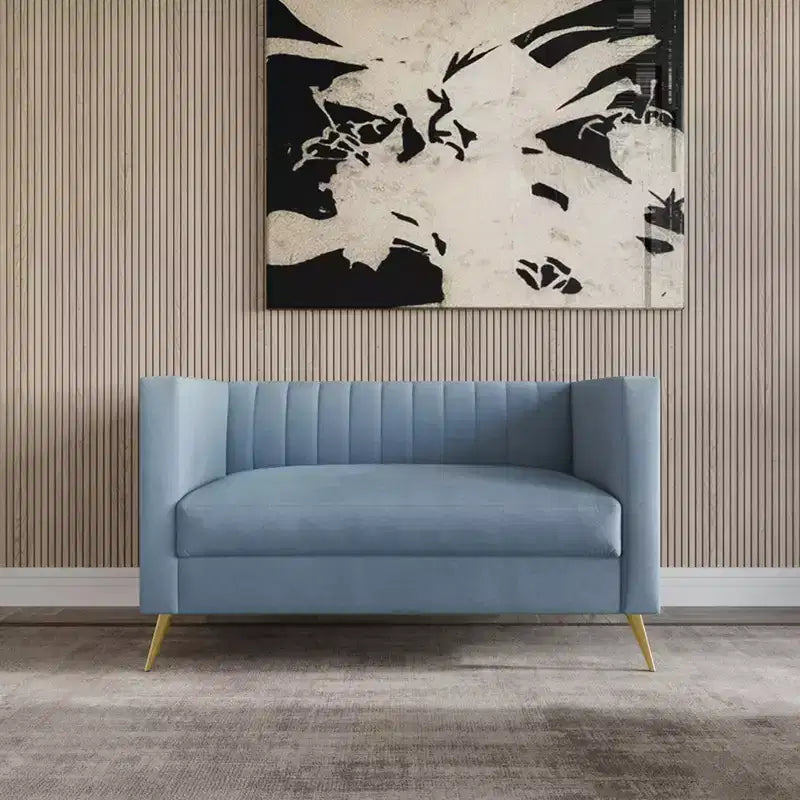 Home Design Weiss Velvet Square Arm Loveseat