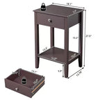 Karl Home 1-Drawer Brown MDF 18.11in. W Nightstands