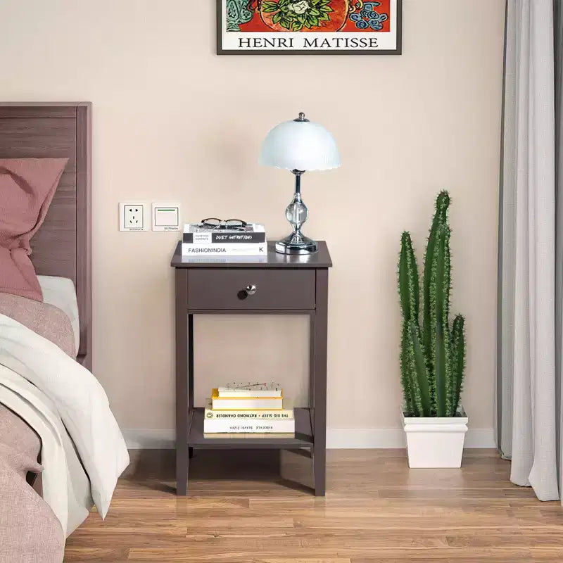 Karl Home 1-Drawer Brown MDF 18.11in. W Nightstands
