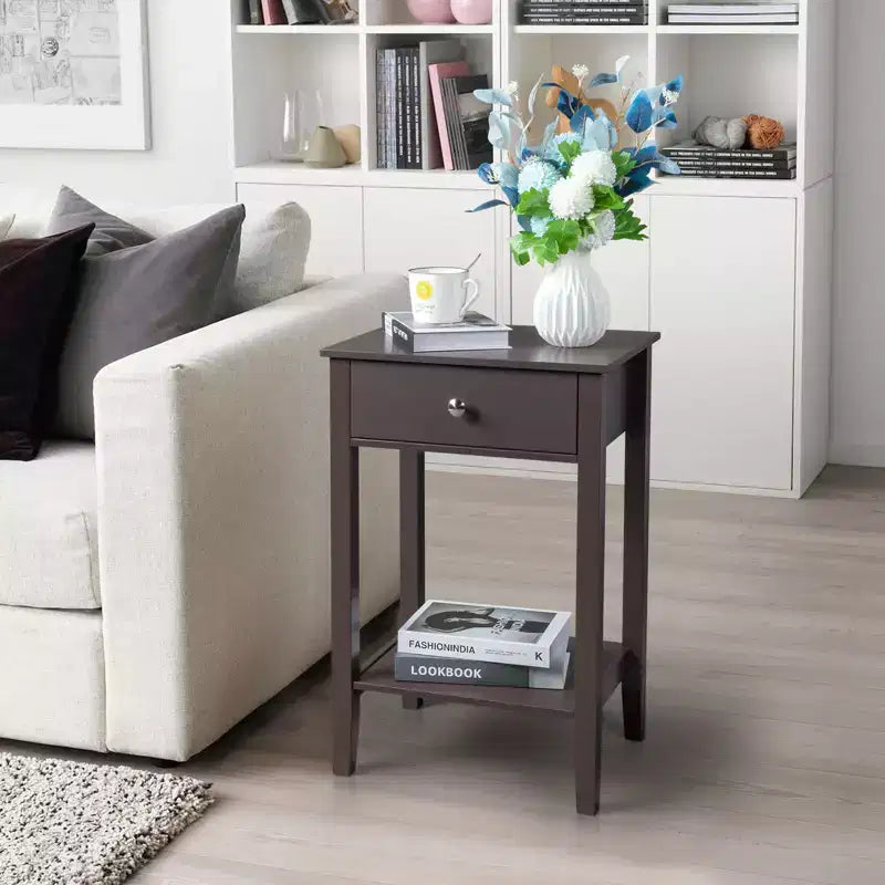 Karl Home 1-Drawer Brown MDF 18.11in. W Nightstands