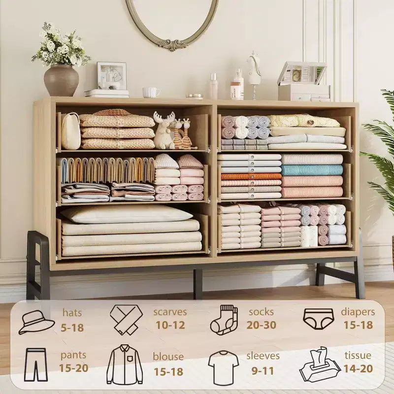 Cassettiera GustoWave a 6 cassetti in rattan con stazione di ricarica, Cassettiera per camera da letto, soggiorno, corridoio, comodino