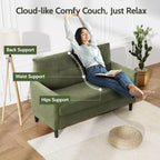 Dyonery 50 Beige Corduroy Loveseat Sofa with Solid Wood Frame for Living Room Small Comfy Loveseat with Deep Seat Spring Cushion, Tool-Free Assembly