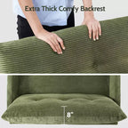 Dyonery 50 Beige Corduroy Loveseat Sofa with Solid Wood Frame for Living Room Small Comfy Loveseat with Deep Seat Spring Cushion, Tool-Free Assembly