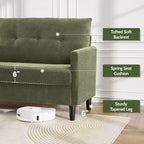 Dyonery 50 Beige Corduroy Loveseat Sofa with Solid Wood Frame for Living Room Small Comfy Loveseat with Deep Seat Spring Cushion, Tool-Free Assembly