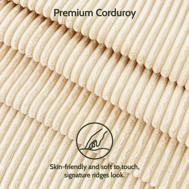 Dyonery 50 Beige Corduroy Loveseat Sofa with Solid Wood Frame for Living Room Small Comfy Loveseat with Deep Seat Spring Cushion, Tool-Free Assembly