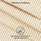 Dyonery 50 Beige Corduroy Loveseat Sofa with Solid Wood Frame for Living Room Small Comfy Loveseat with Deep Seat Spring Cushion, Tool-Free Assembly