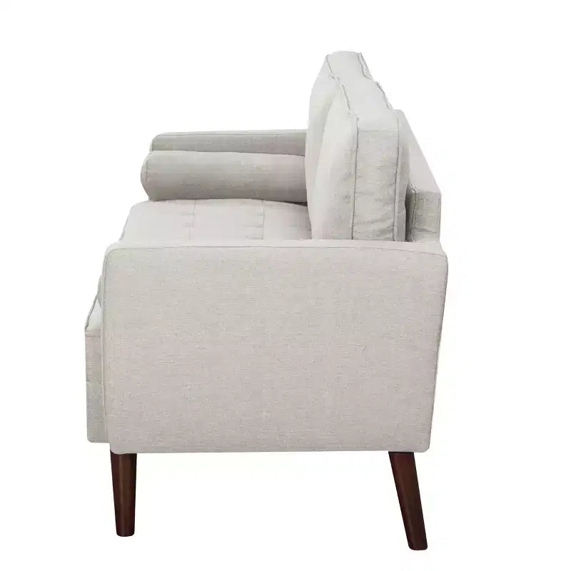MAYEERTY 65 Modern Loveseat Sofa with Removable Back Cushions & 2 Bolster Pillows, Solid Wood Legs Couch