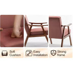 MAYEERTY 65 Modern Loveseat Sofa with Removable Back Cushions & 2 Bolster Pillows, Solid Wood Legs Couch