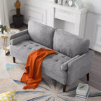 MAYEERTY 65 Modern Loveseat Sofa with Removable Back Cushions & 2 Bolster Pillows, Solid Wood Legs Couch