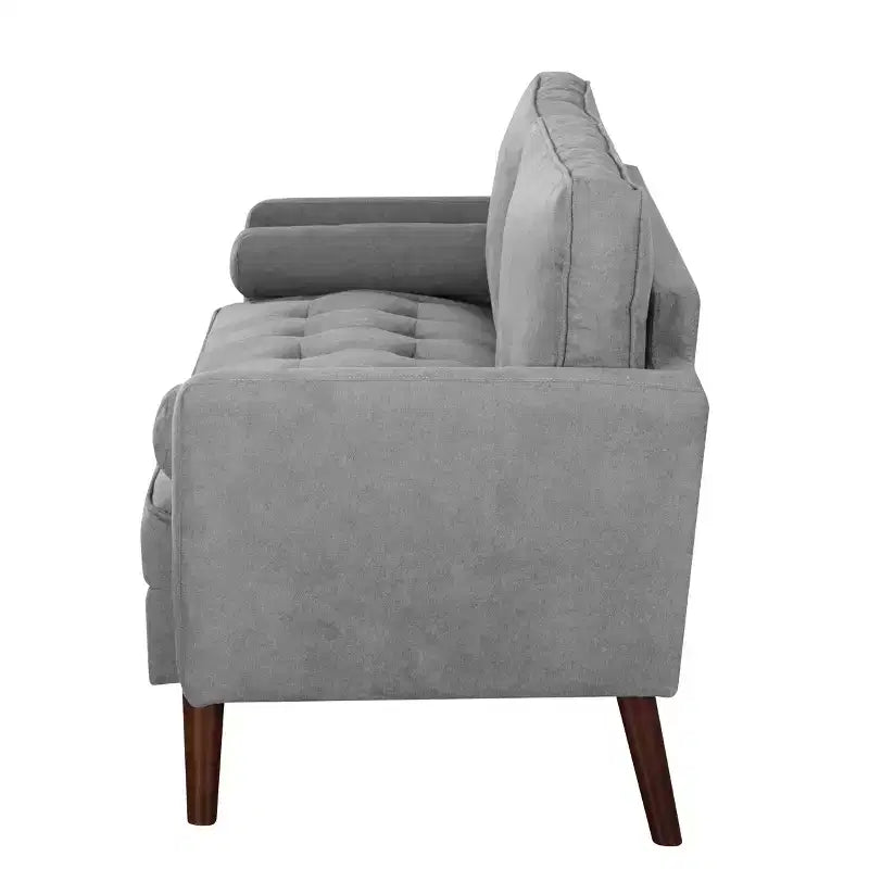MAYEERTY 65 Modern Loveseat Sofa with Removable Back Cushions & 2 Bolster Pillows, Solid Wood Legs Couch