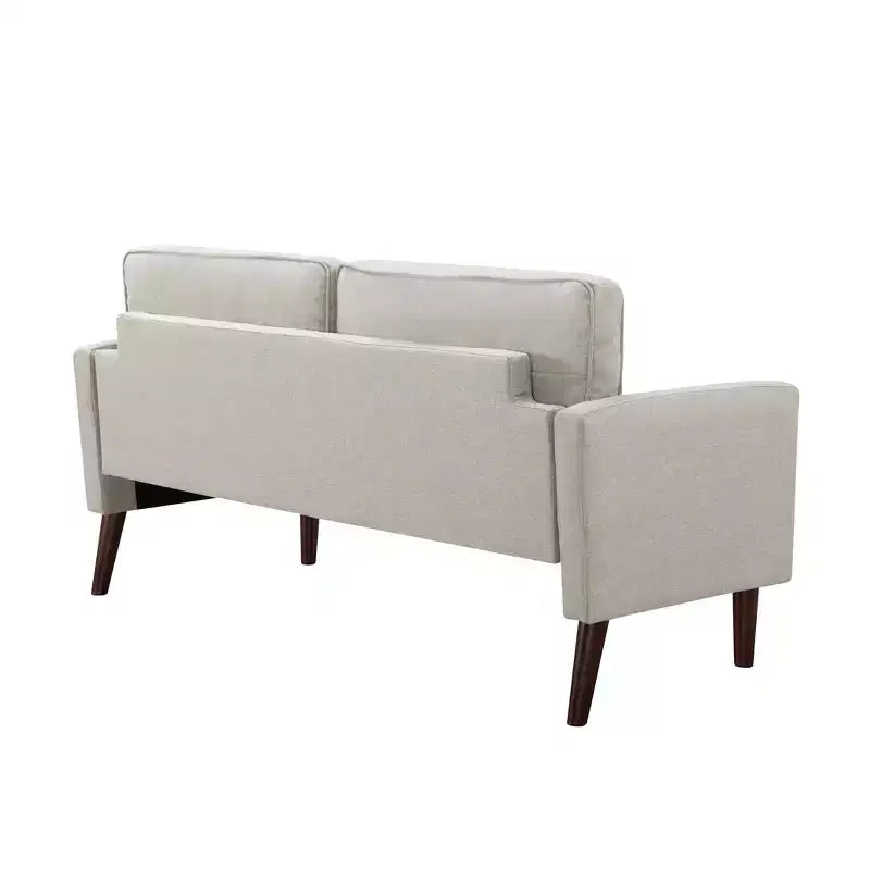 MAYEERTY 65 Modern Loveseat Sofa with Removable Back Cushions & 2 Bolster Pillows, Solid Wood Legs Couch