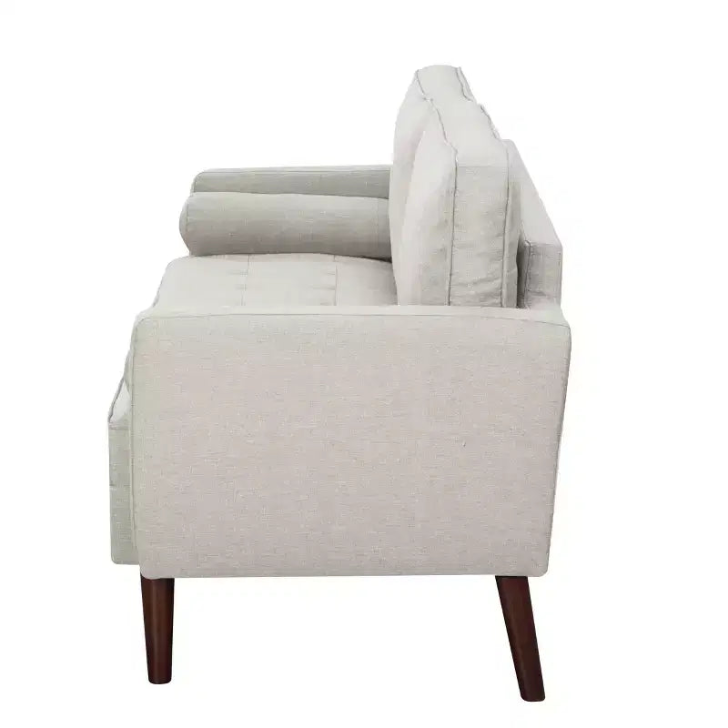 MAYEERTY 65 Modern Loveseat Sofa with Removable Back Cushions & 2 Bolster Pillows, Solid Wood Legs Couch