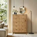 Fluted 5 Drawers Dresser, 47 Tall Modern Chest of Drawers, Curved Profile Design, Wood Drawer Organizer