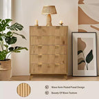 Fluted 5 Drawers Dresser, 47 Tall Modern Chest of Drawers, Curved Profile Design, Wood Drawer Organizer