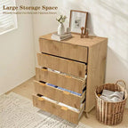 Fluted 5 Drawers Dresser, 47 Tall Modern Chest of Drawers, Curved Profile Design, Wood Drawer Organizer